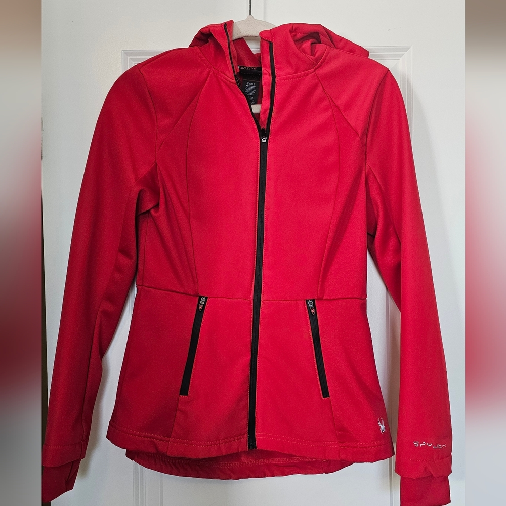 Spyder Active Red Softshell Hooded Jacket Women's… - image 1
